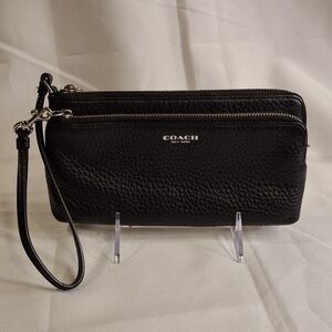 Coach Black Textured Leather Wristlet